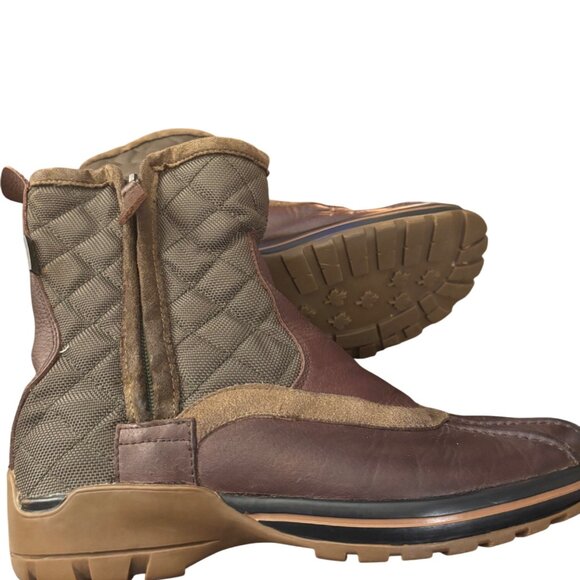 Pajar Womens Quilted Brown Leather & Suede Duck Boots With Side Zipper Closure - Picture 4 of 13